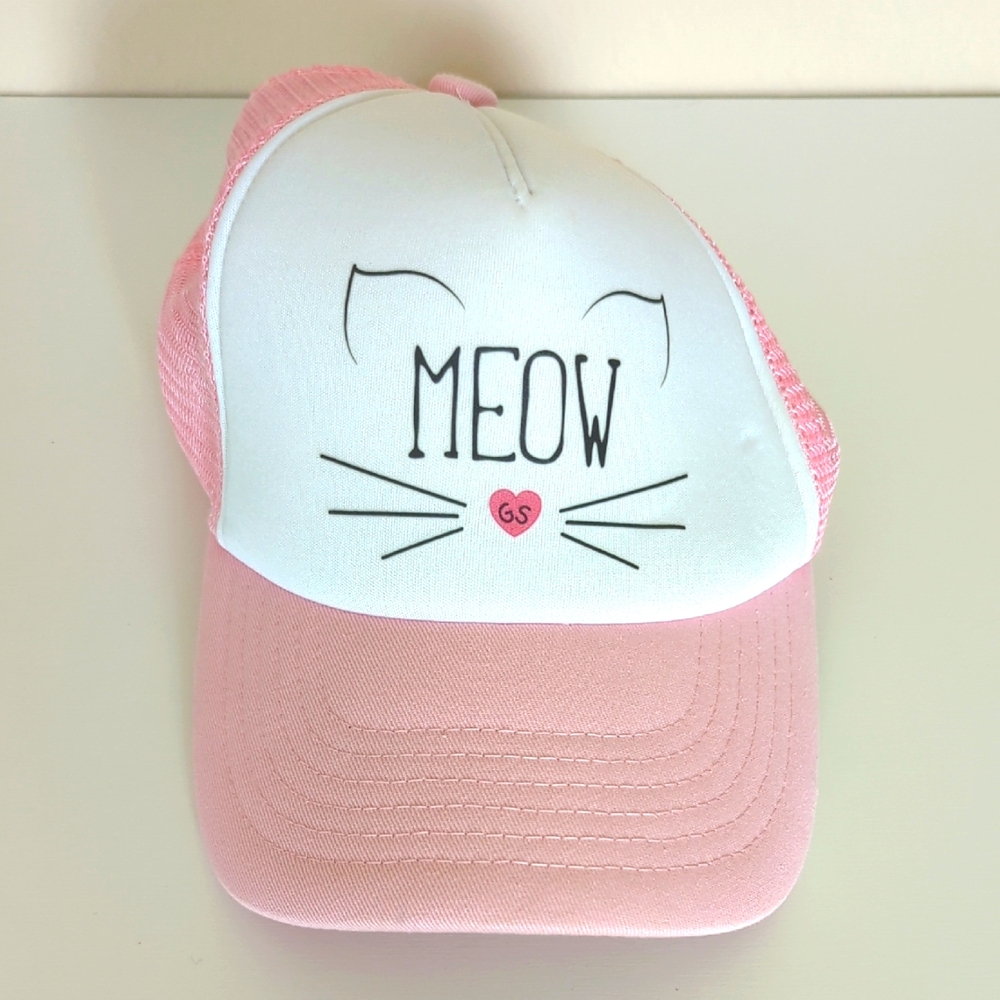 Pink and White "Meow" Girls' Hat